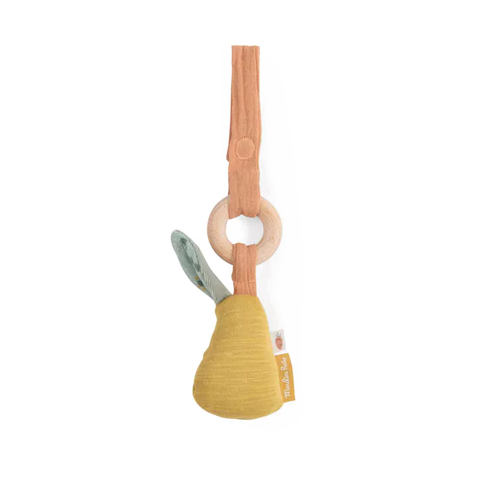 Hochet anneau bois Trois petits lapins - Poire