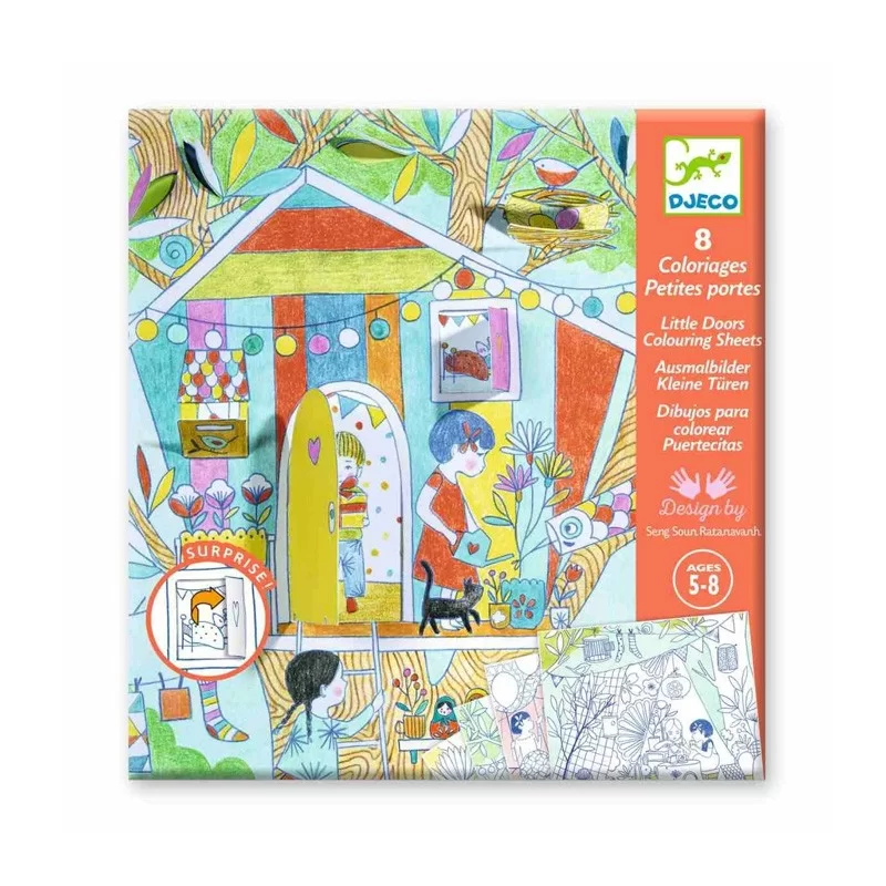 8 coloriages petites portes : Les cabanes de Nina -