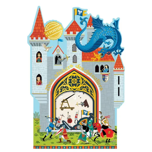 JEU STICKERS ET POSTER CHEVALIERS MEDIEVAL - CARTES D'ART