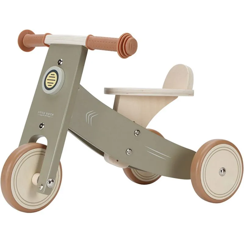 Draisienne Tricycle en bois vert olive - Little Dutch
