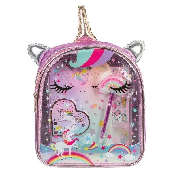 Sac Papeterie Licorne Rose 24 cm